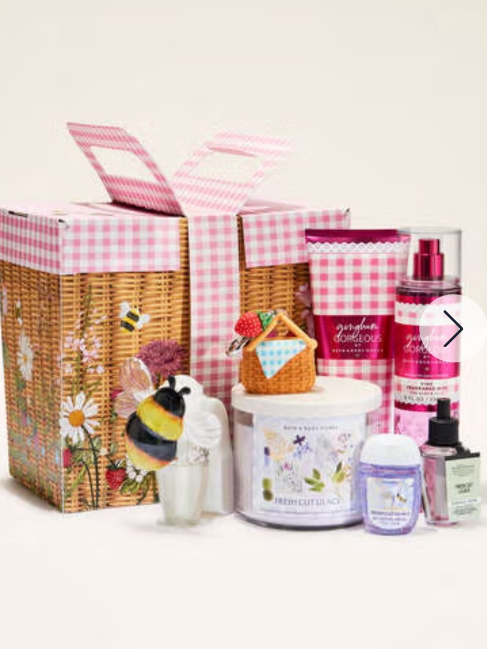 Bath & Body Works Pink Picnic Gift Set with Floral Basket